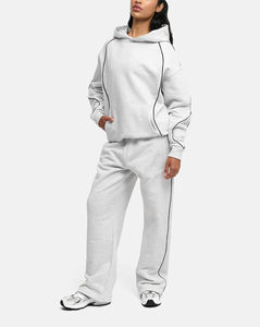 Sweat à capuche et sweat-shirt surdimensionnés pour femme, de qualité supérieure, avec passepoil contrastant, décontractés, en molleton doux et respirant, vente en gros - Product Image 1