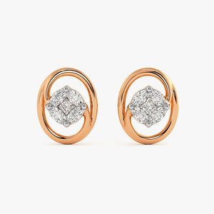 Pendientes de Oro Rosa con Diamantes Cultivados en Laboratorio en Forma Ovalada y Diseño en Espiral - Product Image 1