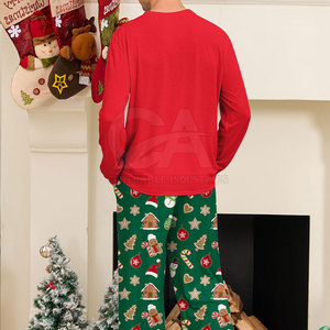 FIT FRONT INDUSTRIES <b>Men's</b> Christmas <b>Pajama</b> <b>Set</b> Long Sleeve Top Green Striped 100% Cotton Casual Homewear Sleepwear - Product Image 2