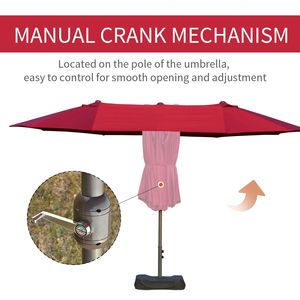 Ombrellone a braccio laterale da 4,5 m (15 piedi) con base a manovella facile per cortile e giardino, ombreggiatura rettangolare da 3 m per uso in spiaggia - Product Image 5