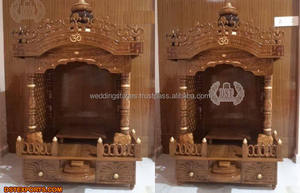 Éléphant sculpté à la main Mandir maison bois traité Temple Style moderne taille personnalisée finition naturelle UK USA Canada - Product Image 3