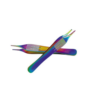 Juego de 2 Pinzas Adson de 4.75" (12cm) con Acabado de Titanio Arcoíris, Acero Inoxidable Alemán, para Trasplante Capilar Manual - Product Image 6
