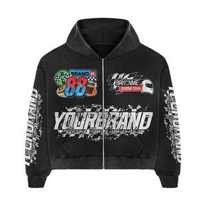 Conjunto de Chándal de Forro Polar Grueso Personalizado para Otoño, Estilo Gótico Americano, Streetwear Harajuku, Dos Piezas, 100% Algodón, Unisex, Lavado Ácido - Product Image 1