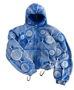 KIVOTECH Sudadera con capucha unisex con cremallera, efecto desgastado, lavado ácido, personalizable, diseño personalizado, abrigo para hombre, sudadera - Product Image 1