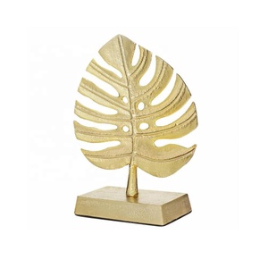 Escultura en forma de hoja de estilo moderno Escultura de mesa moderna de aluminio para el hogar para oficina Escultura de regalo de boda hecha a mano de metal para el hogar - Product Image 1