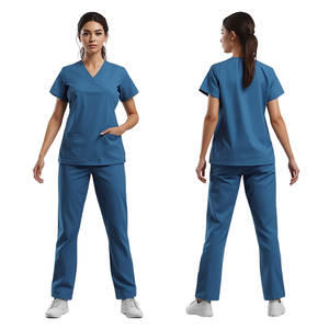 Unisex Knitted Breathable Cargo Pocket <b>Scrub</b> <b>Set</b> with Customized Color for Hospital Use - Product Image 3