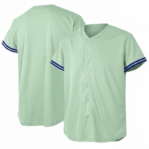 เสื้อเบสบอลชาย แขนสั้น คอวี ติดกระดุมด้านหน้า แบบเรียบ ขายส่ง - Product Image 5