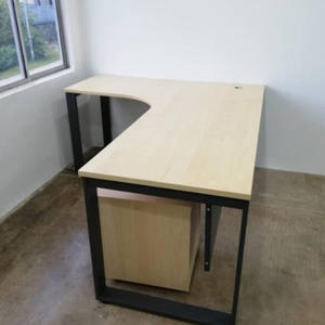 Modern <b>Office</b> Desk Wood Top Metal Legs Black Frame Storage Cabinet Included Professional Workstation Design - Product Image 5