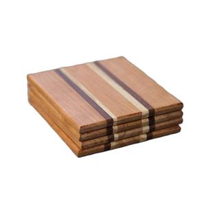 Juego de posavasos de madera marrón oscuro y marrón claro con acabado artístico para mesas de comedor y paquetes de regalo Tapetes y almohadillas de nogal - Product Image 2