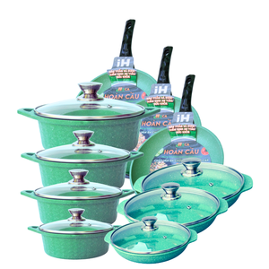 Ensemble de 3 casseroles en aluminium écologiques et durables avec couvercles en verre antiadhésifs, prix avantageux, provenance du Vietnam - Product Image 4