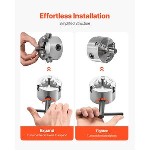 3 Inch (80 Mm) Manual 3 Jaw Lathe Chuck Self Centering Feature 0.08 2.48 (2 63 Mm) Clamping Range <b>T</b> <b>Key</b> Fixing Screws Reversi - Product Image 5