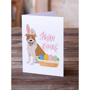 Whimsical A7 tamaño 5x7 rojo blanco Pit Bull Terrier tarjetas de felicitación de Pascua paquete 8 tarjetas de nota en blanco con sobres - Product Image 2