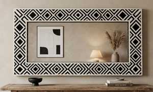 NEHA ENTERPRISES <b>Rectangular</b> Wooden Bohemian Wedding Wall <b>Mirror</b> Floral Inlay Design Handmade Traditional Framed Custom - Product Image 3