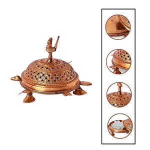 Ensemble complet de brûleur à bakhoor et encens en laiton pour usage religieux traditionnel, avec plateau parfumé à la lavande et au thé et plateau à noix - Product Image 3