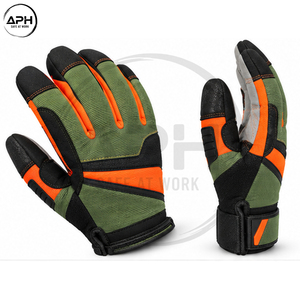 Gants de travail personnalisés pour tronçonneuse, paume en cuir, dos en tissu flexible, poignet réglable, protection des mains pour l'exploitation forestière et l'atelier - Product Image 6