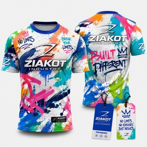 ZIAKOT industry New design Men's Custom White Light Blue-Pink Performance <b>T</b>-<b>Shirt</b> - Product Image 5