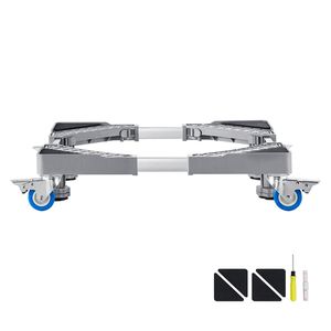 Supporto per Mini Frigorifero con Capacità di Carico di 400 Libbre, 4 Piedi Robusti, 4 Ruote Girevoli Bloccabili, Piedistallo Regolabile per Lavatrice ed Elettrodomestici - Product Image 1