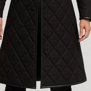 Customized Women's Black Quilted Medieval Gambeson Coat Long Padded <b>Jacket</b> for LARP Cosplay Factory Supplies - Product Image 5
