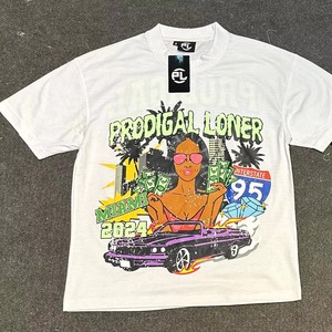 T-shirt Homme Prodigal Loner 2024 Style Urbain Manches Courtes Col Rond Jersey 100% Coton Respirant Coupe Classique Logo Avant 320g - Product Image 3