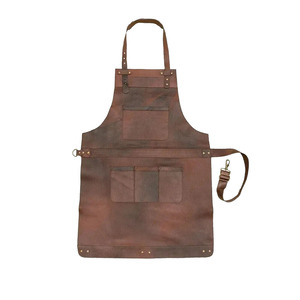 Delantal de Cuero de Grano Completo Hecho a Mano al por Mayor para Hombre, Delantal Resistente para Barbacoa, Soldadura, Carnicería y Cocina - Product Image 3