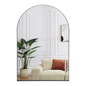 Specchio Moderno da Parete 24'' 36'' con Cornice Nera Arcuata, Specchio da Bagno in Metallo con Cornice Profonda per Camera da Letto - Product Image 2
