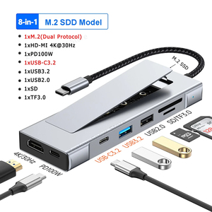 Base de Conexión 8 en 1 M.2 NVMe Tipo-C, Hub USB 3.2, PD100W, Aleación de Aluminio, Lector de Tarjetas SD y TF 2.1 para Laptop - Product Image 5