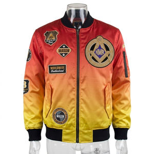 Blouson d'hiver unisexe coupe-vent en satin écologique, style régalia maçonnique Heritage, vente en gros gratuite du fabricant - Product Image 6