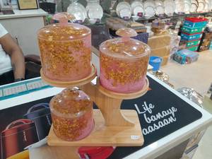 Ensemble de pots à fruits secs en résine de luxe, 3 pots, couvercles, plateau, cuisine classique, écologique, imperméable, artisanal - Product Image 6