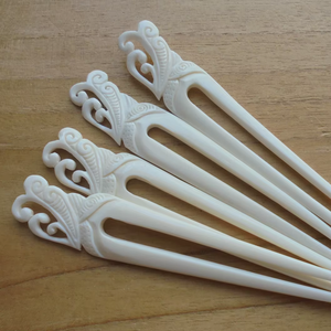 Épingle à cheveux en os de buffle |   Bâtonnet à cheveux sculpté durable pour chignon et coiffure relevée - Product Image 6