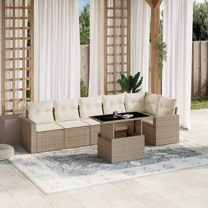 Conjunto de Sofás Grandes para Jardín en Ratán Sintético Beige con Acero con Recubrimiento en Polvo, Muebles de Exterior Premium - Product Image 1
