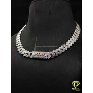 Chaîne cubaine haut de gamme entièrement sertie de diamants de laboratoire VVS en argent sterling 925, bijoux hip-hop par Trisha Jewels - Product Image 5