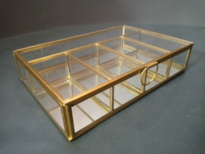 Gold Metal Glass Storage Box With Dividers For <b>Jewelry</b> <b>Organizers</b> - Product Image 5