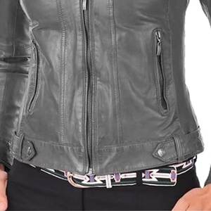 Chaquetas Grises para Mujer con Logotipo Personalizado, Chaqueta Vintage de Invierno, Chaqueta Bomber de Cuero Genuino, Ropa Urbana, Alta Venta - Product Image 5