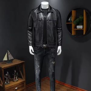 Blouson en cuir streetwear pour homme 2026, personnalisé, à capuche, col montant, couleur unie, style décontracté, tendance - Product Image 5