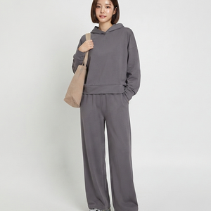 Conjunto Deportivo de Invierno con Capucha, 100% Algodón de Primera Calidad, Casual, Holgado, Transpirable, Ecológico, con Estampado Sólido - Product Image 4