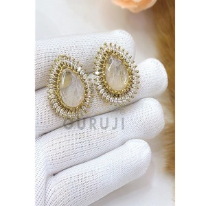 STUNNING SPARKLES Stylish High Quality Gold Plated Brass <b>Stud</b> <b>Earrings</b> Zircon Stones Women Evening Party Wear Trendy Fashion - Product Image 1
