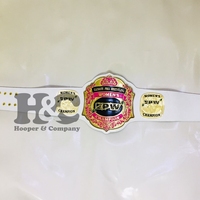 Ceinture de championnat de lutte de qualité supérieure HOOPER COMPANY en laiton plaqué or, cuir PU écologique, personnalisable, sangle blanche