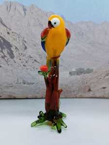 Figurine de perroquet en verre soufflé sculpté et gravé, multicolore, sculpture animale, écologique, pièce d'art décorative de Noël - Product Image 2