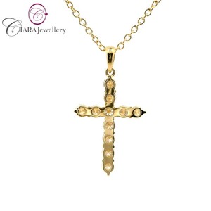 En gros 18K Or Jaune Croix Pendentif Diamants Naturels Usage Quotidien Griffe-Set Design Chrétien Symbole Religieux Cadeau Parfait - Product Image 3