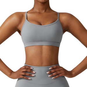 High Quality New Sexy Ribbed Open Back Gym Top Fitness Backless Adjustable <b>Thin</b> <b>Strap</b> Yoga Sports <b>Bra</b> for Women - Product Image 4