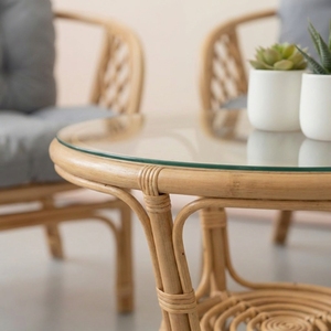 Silla de Comedor Moderna Hecha a Mano con Ratán Natural, Sillón de Jardín para Patio Exterior, Diseño Tropical, Ecológico, con Funda Extraíble y Suave - Product Image 5