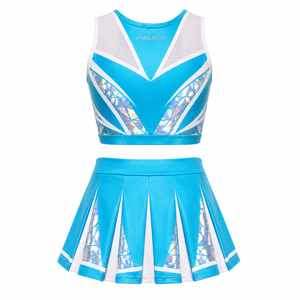 Athletic Apparel Custom Sublimated Cheerleader Uniform Women Stretch Polyester Spandex Pleated <b>Skirt</b> Cheer Teamwear - Product Image 3