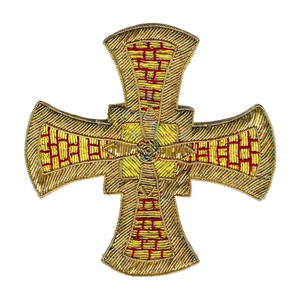 Premium Gold Bullion Wire Church Cross Badge Hand Embroidered Religious Vestment <b>Patch</b> <b>Sew</b> <b>On</b> Metal Badge Custom Color OEM - Product Image 6