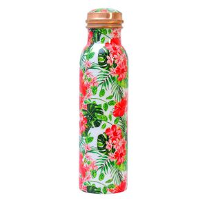 Pure Copper Water <b>Bottle</b> Printed Floral Ayurvedic Drinkware Eco Friendly Leakproof Metal Water <b>Flask</b> Wholesale Custom <b>Bottles</b> - Product Image 1