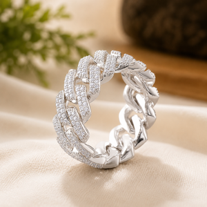 Anillo de compromiso de diamantes de talla redonda para mujer, anillo de boda de lujo con moissanita estilo hip hop, chapado en oro blanco de 14K, anillo de regalo - Product Image 1