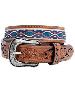 Cintura in pelle di mucca occidentale di alta qualità fatta a mano con produttore di Design in rilievo floreale