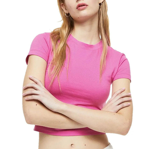 Prix de gros, t-shirts courts pour femmes de haute qualité, manches courtes, design personnalisé, t-shirts courts pour femmes - Product Image 5