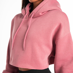 Sudadera corta con capucha de manga larga para mujer, sudadera de invierno de alta calidad, diseño forrado de poliéster y algodón, fabricante de Pakistán - Product Image 2
