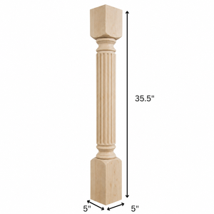 Pied de colonne décoratif cannelé en bois massif pour îlot de cuisine, support pour armoires et comptoirs - Product Image 2