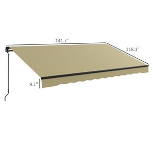 Tenda da Sole Retrattile Beige 12x10, Protezione UV, Antivento, Telaio in Alluminio, Ombreggiante per Terrazza, Balcone, Giardino, Estensibile con Proiezione di 5m - Product Image 3
